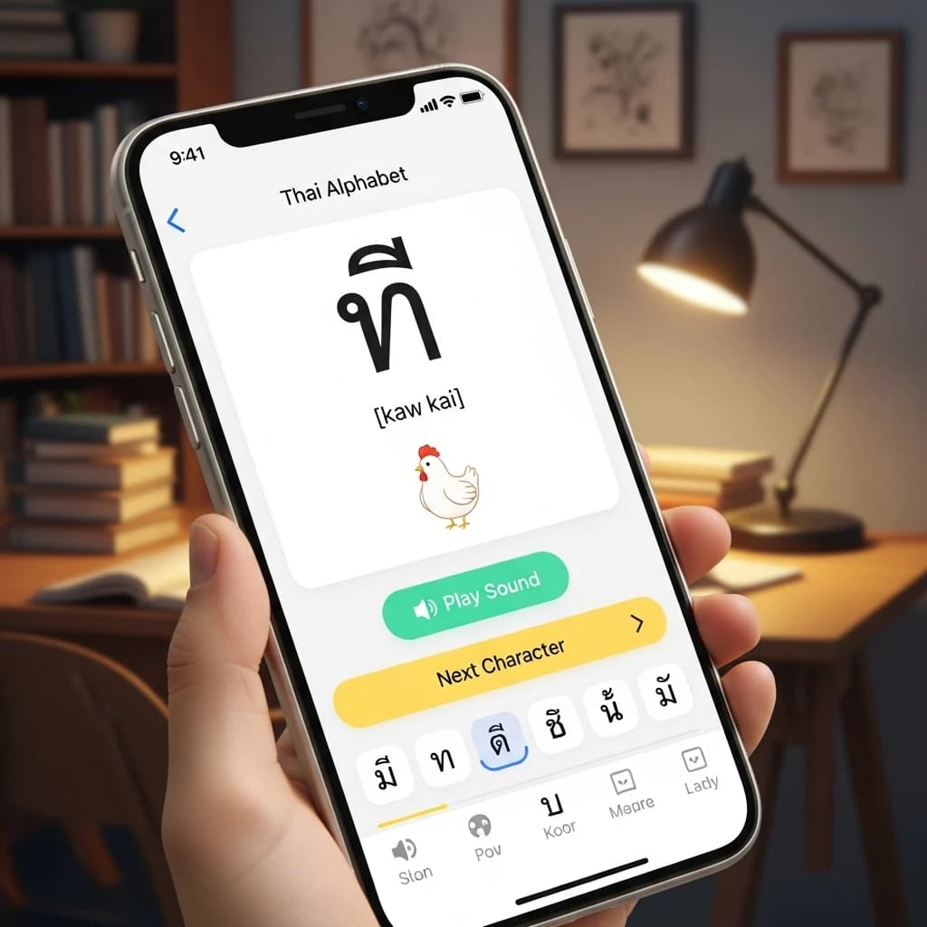 A screenshot of the Thai Alphabet App (iOS) project.